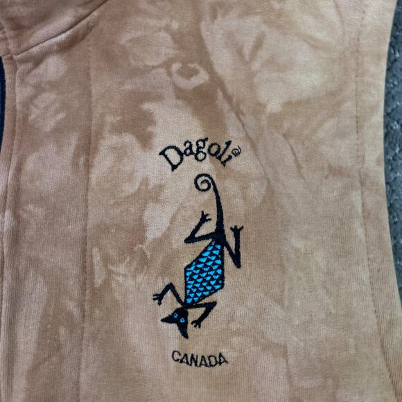 Dagoli Canada Vest Adult Unisex Large Brown Full Zip Tribal Tie Dye Sweatshirt - Picture 4 of 13